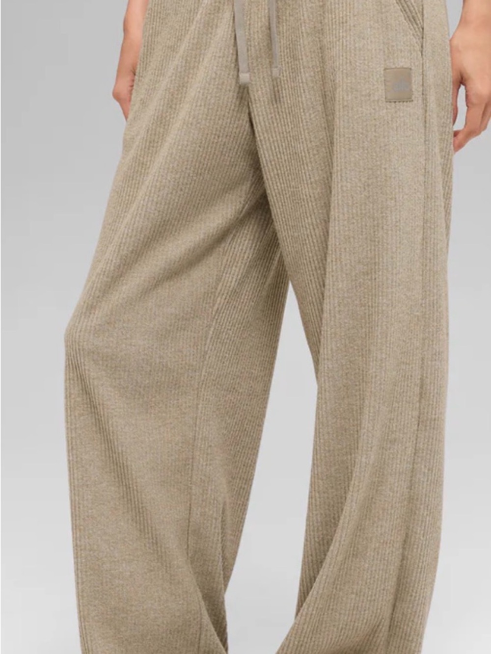 ALO Yoga Men's Ribbed Wide-Leg Sweatpants in Taupe
